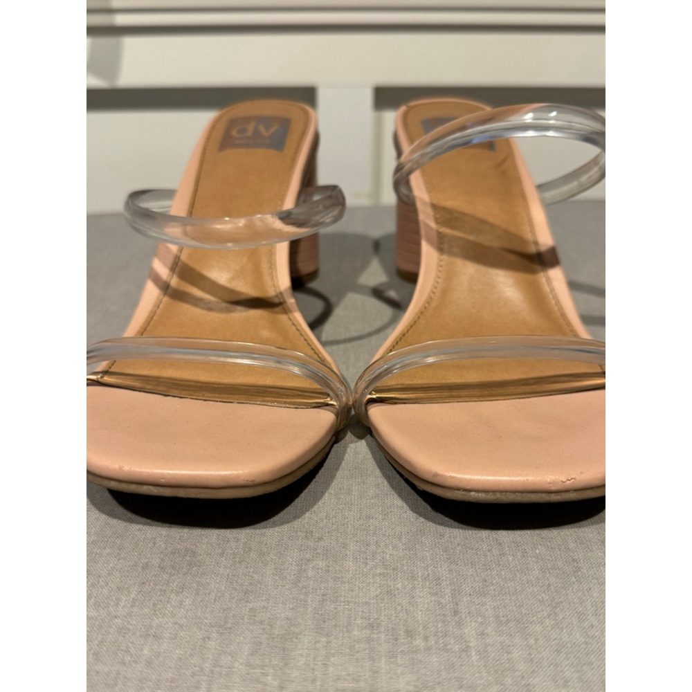 Women's Dolce Vita Nude Clear Strap Block Heel Sandals Size 9